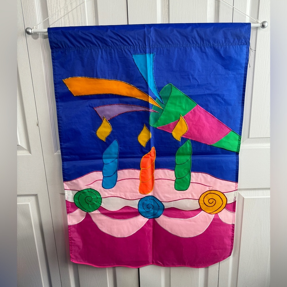 Vintage birthday‎ cake 1997 nylon flag